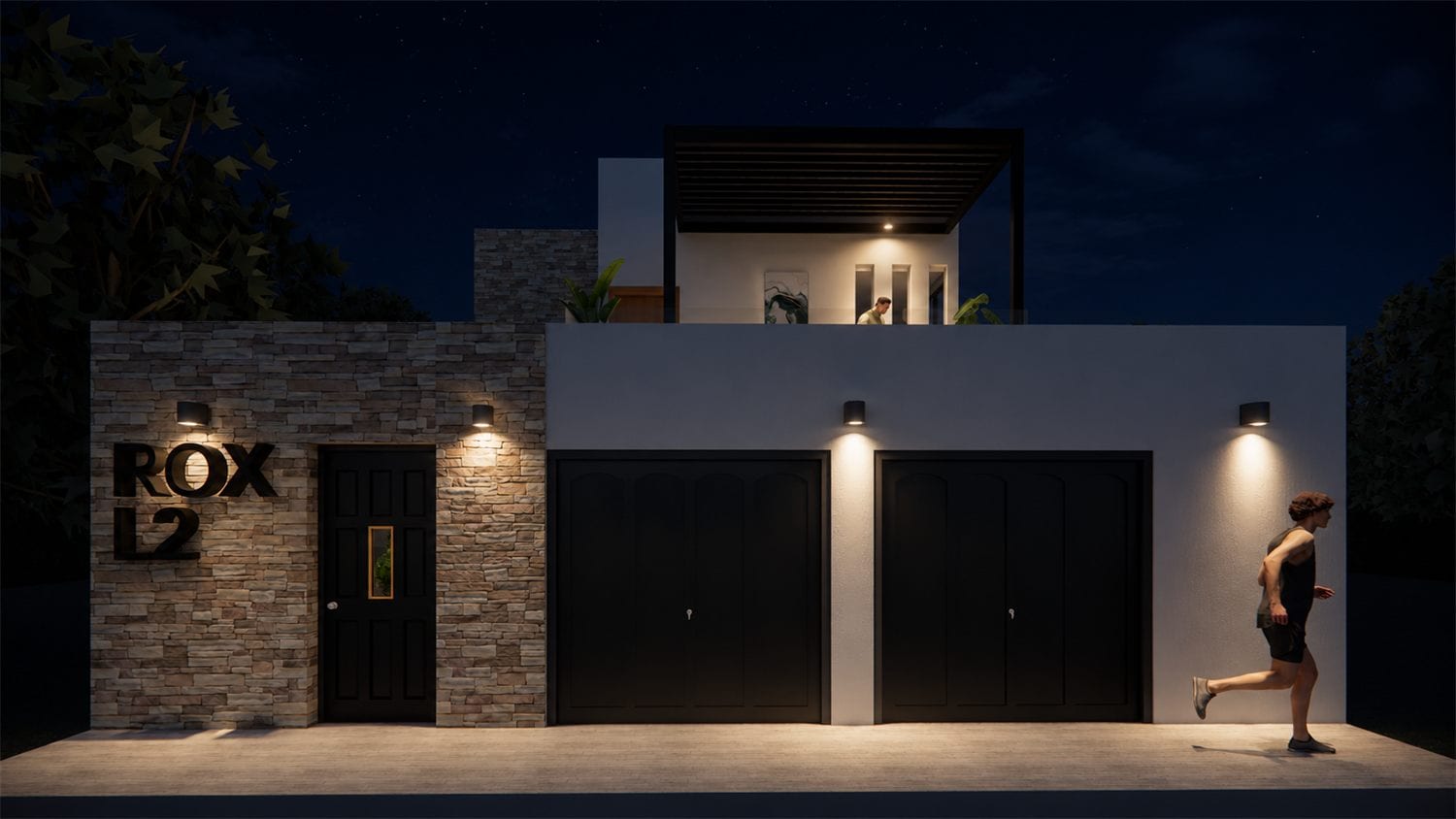 Fachada nocturna